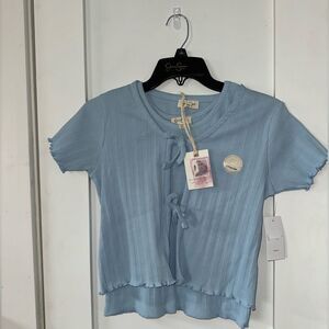 Jessica Simpson 2 piece top with tank and tie over shirt size 12 girls blue